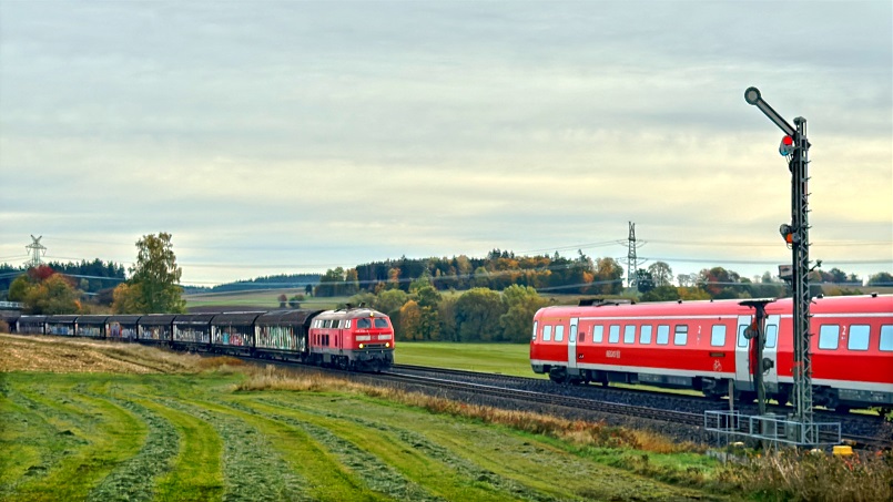 Güterzug: 218 434-9 bei Münchberg - Foto: Volker Seidel Güterzug: 218 434-9 bei Münchberg - Foto: Volker Seidel, Münchberg